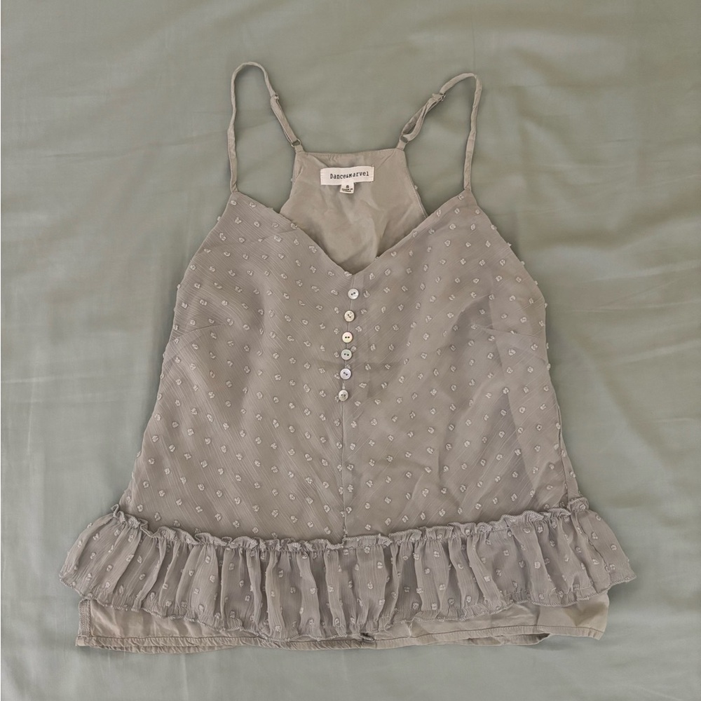 Polka-Dot Ruffle Tank Top